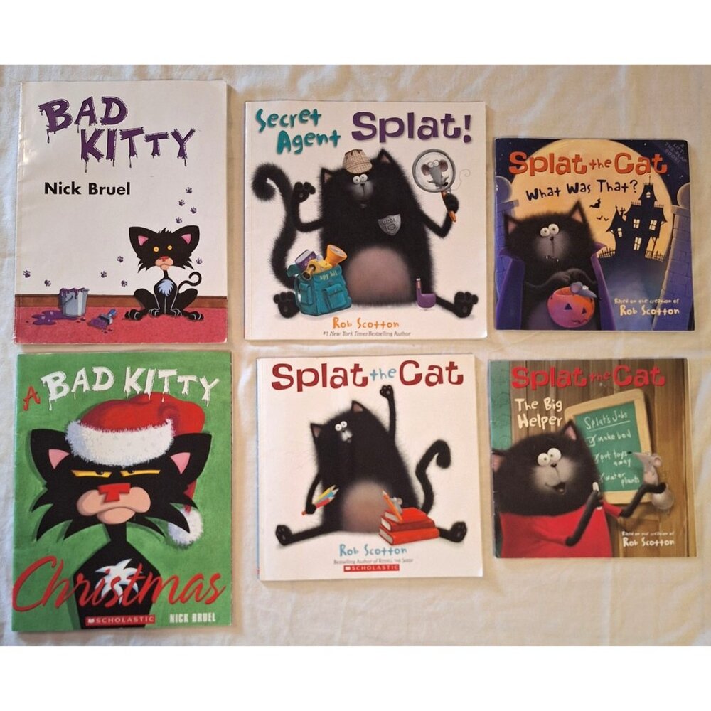 Pete Splat The Cat Bad Kitty Book 13 Lot 7 Oversized 1 Lift Flap Reading - Picture 2 of 8